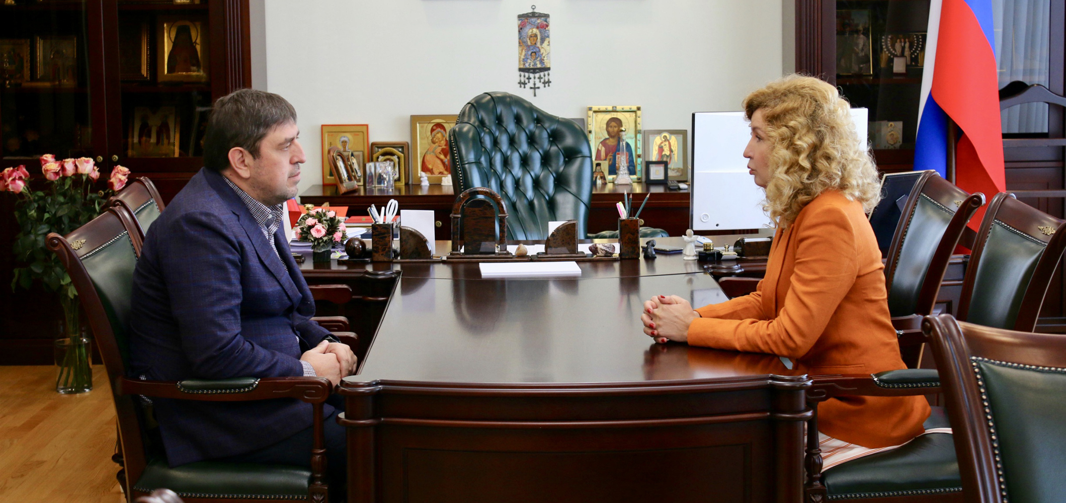 Наталья Стадченко провела рабочую встречу с директором ТФОМС Чеченской Республики Денилбеком Абдулазизовым 